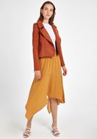 Women Cream Asymmetric Midi Skirt