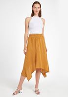 Women Cream Asymmetric Midi Skirt