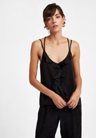 Women Black Ruffled Jacquard Top