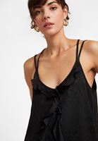 Women Black Ruffled Jacquard Top