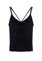Women Black Ruffled Jacquard Top
