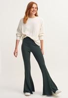 Women Green Mid-Rise Flare Leg Trousers