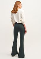 Women Green Mid-Rise Flare Leg Trousers