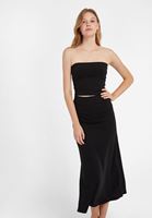 Women Black A-Line Midi Skirt