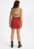 Bayan Bordo Kemerli Mini Etek ( TENCEL™ )