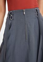 Bayan Gri Fermuarlı Midi Etek ( TENCEL™ )