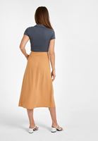 Bayan Bej Fermuarlı Midi Etek ( TENCEL™ )