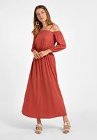 Women Brick Off-Shoulder Long Dress