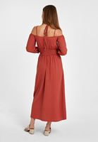 Women Brick Off-Shoulder Long Dress