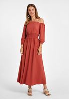 Women Brick Off-Shoulder Long Dress