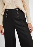 Bayan Siyah Düğme Detaylı Culotte Pantolon