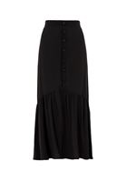 Women Black Maxi Skirt with Button Details