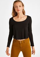 Women Black Asymmetric Crop Blouse