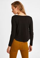 Women Black Asymmetric Crop Blouse