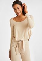 Women Cream Asymmetric Crop Blouse