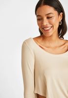 Women Cream Asymmetric Crop Blouse