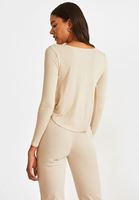 Women Cream Asymmetric Crop Blouse