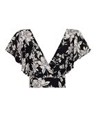 Women Black Floral Crop Blouse