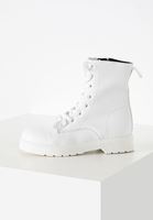 Women White Lace-up Boots