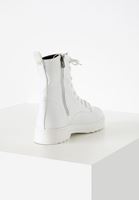 Women White Lace-up Boots