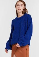 Bayan Mavi Oversize Triko Kazak