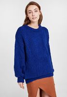 Bayan Mavi Oversize Triko Kazak