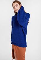 Bayan Mavi Oversize Triko Kazak