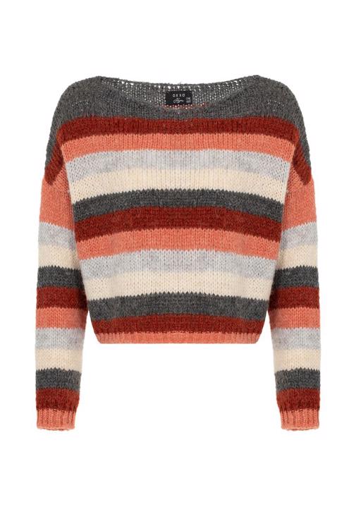 Çizgili Triko Kazak ve Slouchy Jean Kombini