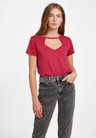 Bayan Pembe Kesik Detaylı Tişört ( TENCEL™ )