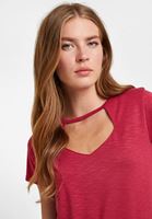 Bayan Pembe Kesik Detaylı Tişört ( TENCEL™ )