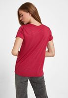 Bayan Pembe Kesik Detaylı Tişört ( TENCEL™ )