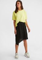 Women Black Asymetric Midi Skirt