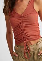 Women Brown Textured V-Neck Top