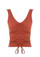 Women Brown Textured V-Neck Top