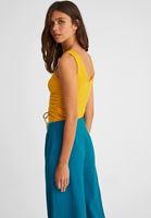 Women Yellow Textured V-Neck Top