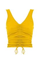 Women Yellow Textured V-Neck Top