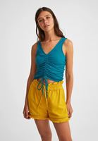 Women Blue Textured V-Neck Top