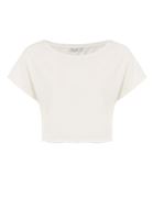 Bayan Krem Kayık Yaka Kısa Sweatshirt