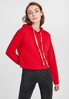 Bayan Kırmızı Kapüşonlu Kısa Sweatshirt