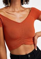 Bayan Kahverengi Dikişsiz Crop Top