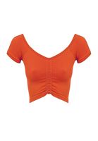 Bayan Kahverengi Dikişsiz Crop Top