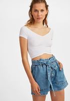 Bayan Beyaz Dikişsiz Crop Top
