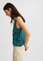 Women Green Jacquard Blouse with Ruffles