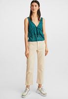 Women Green Jacquard Blouse with Ruffles