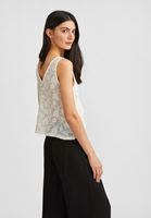 Women Cream Jacquard Blouse with Ruffles