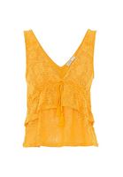 Women Yellow Jacquard Blouse with Ruffles