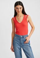 Women Red Sleeveless Crop Top