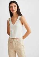 Women Cream Sleeveless Crop Top