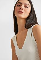 Women Cream Sleeveless Crop Top