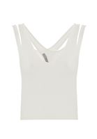 Women Cream Sleeveless Crop Top